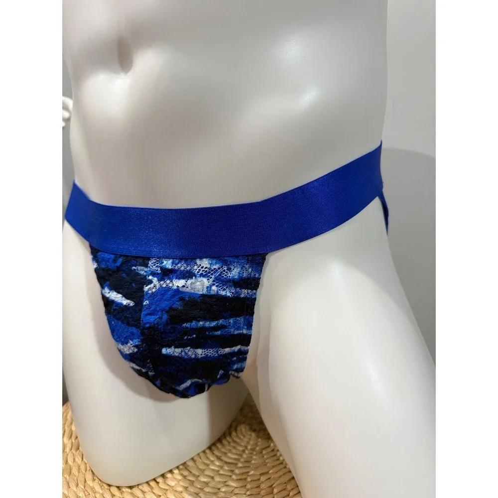 Cosabella Never Say Never Jock Strap Men's Lace Underwear Blue Print XL New